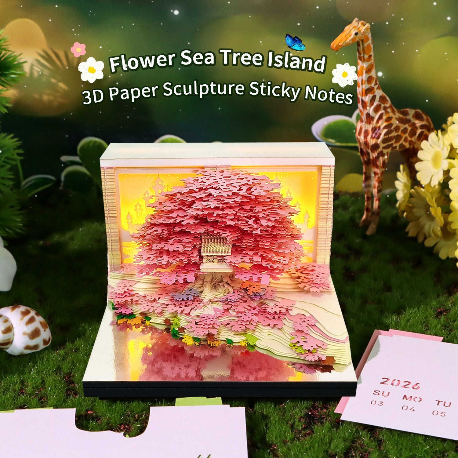 3D Calendar 2026 - Floral Tree Island - 3D Calendar