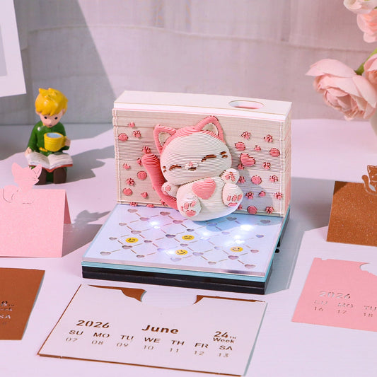 3D Calendar 2026 - Jumping cat - 3D Calendar