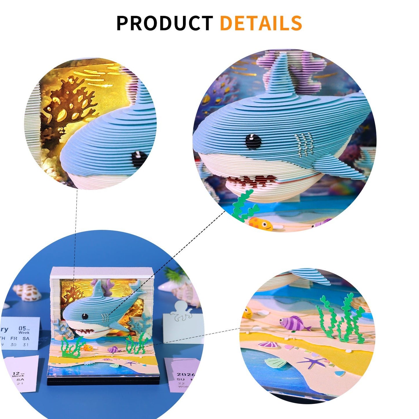 3D Calendar 2026 - Lovely Ocean Shark - 3D Calendar