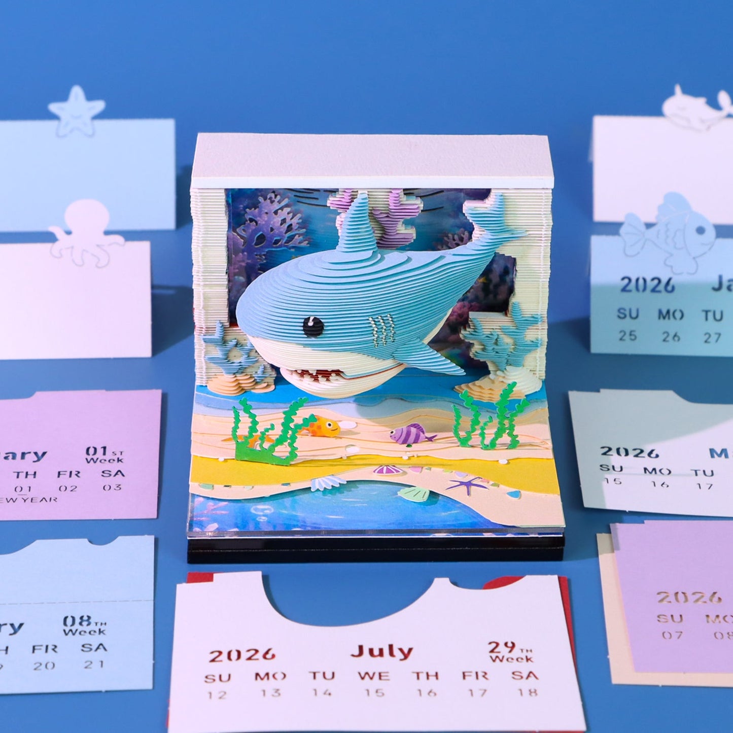 3D Calendar 2026 - Lovely Ocean Shark - 3D Calendar