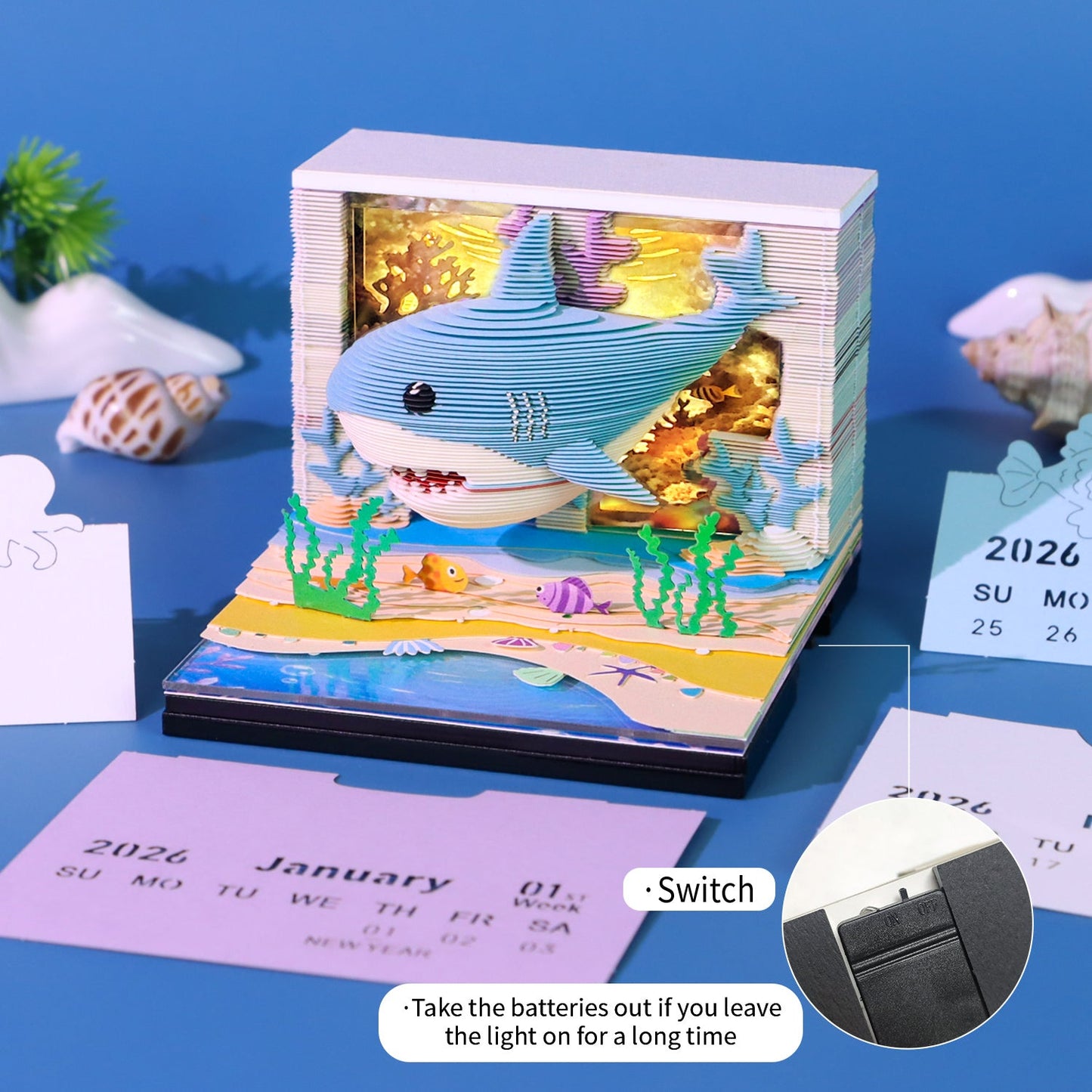3D Calendar 2026 - Lovely Ocean Shark - 3D Calendar