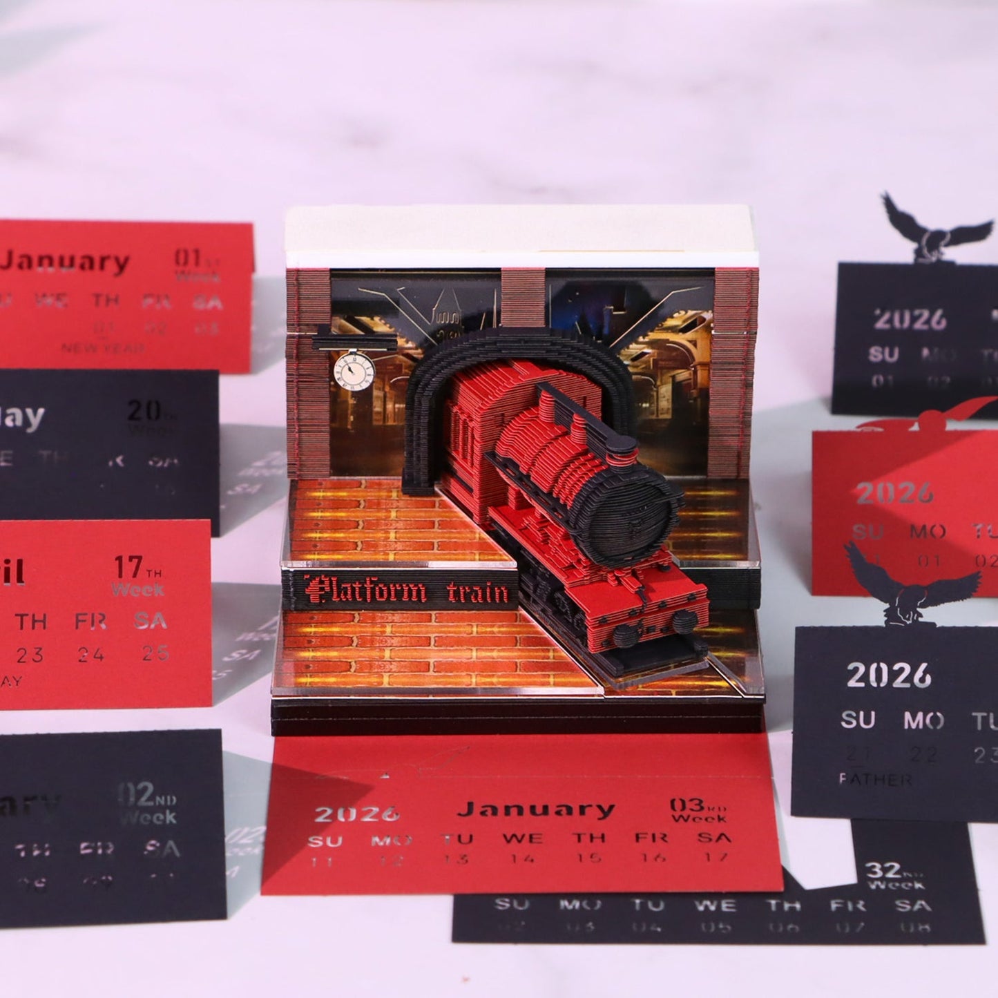 3D Calendar 2026 - Magic Platform Train - 3D Calendar