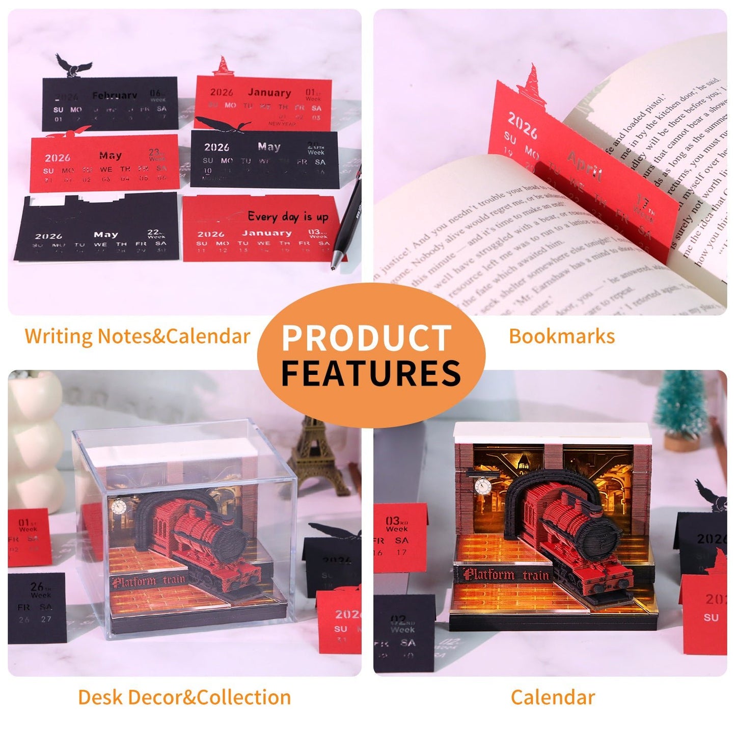 3D Calendar 2026 - Magic Platform Train - 3D Calendar