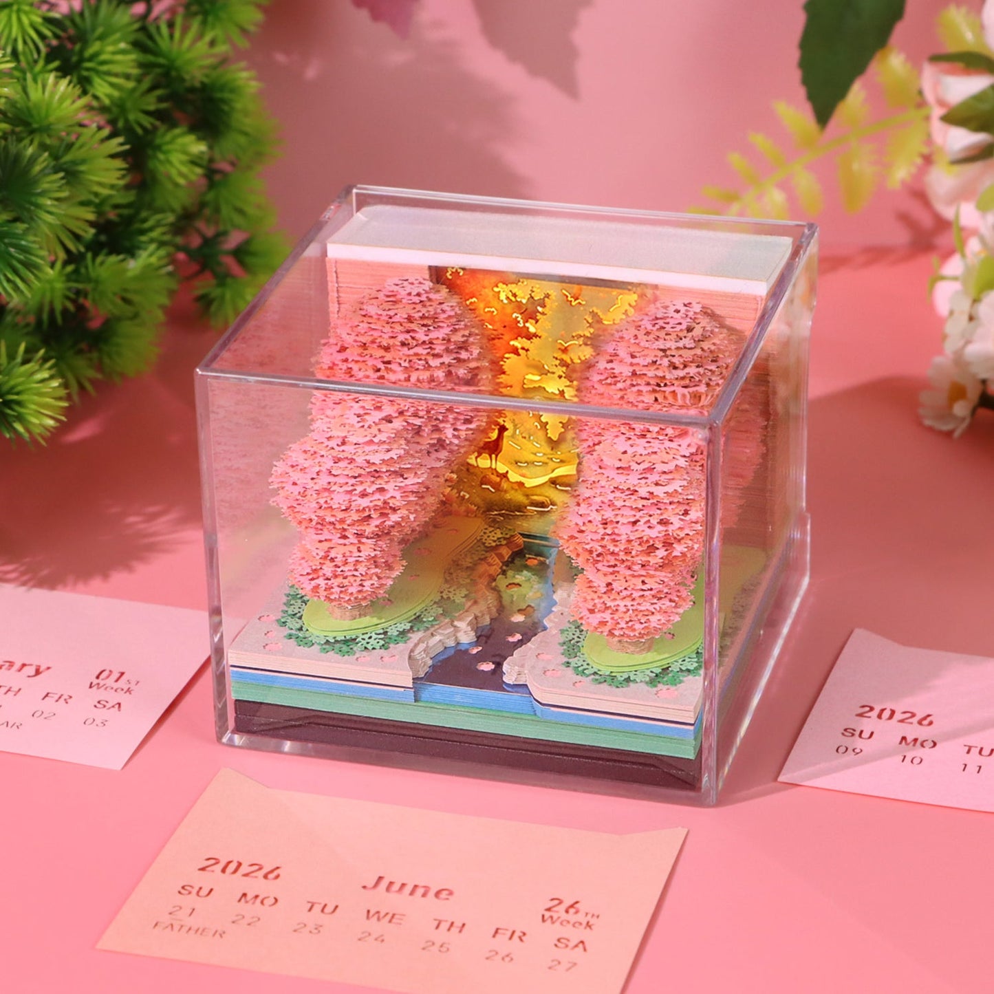 3D Calendar 2026 - Peach Blossom Forest - 3D Calendar
