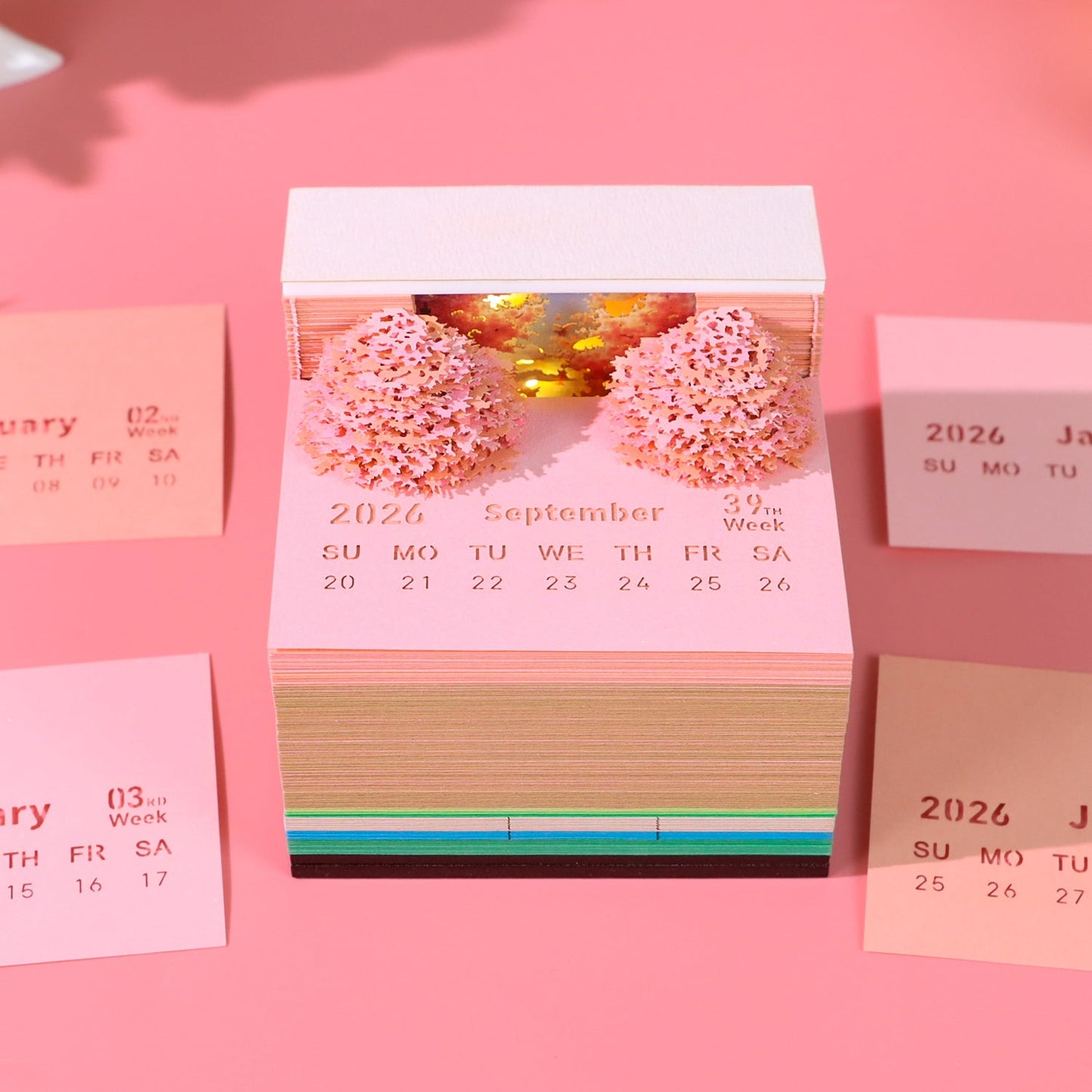 3D Calendar 2026 - Peach Blossom Forest - 3D Calendar