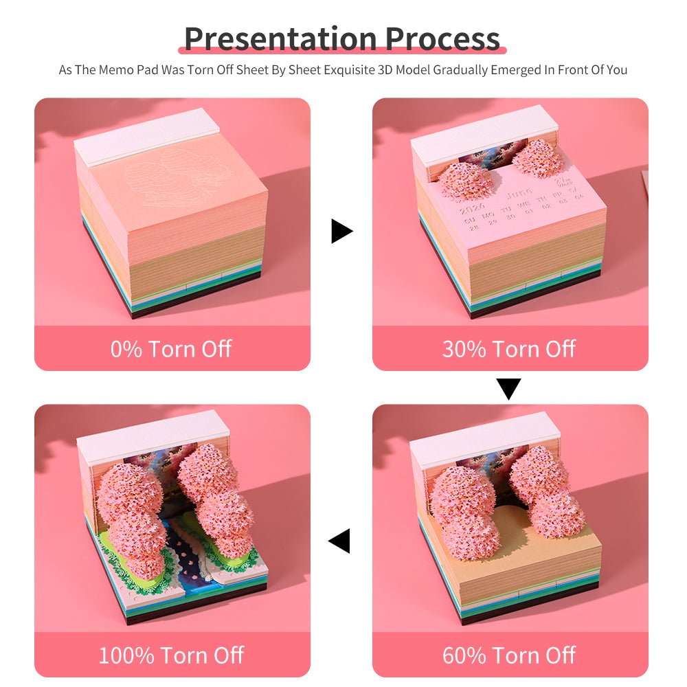 3D Calendar 2026 - Peach Blossom Forest - 3D Calendar