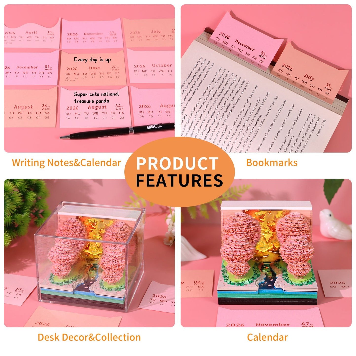 3D Calendar 2026 - Peach Blossom Forest - 3D Calendar