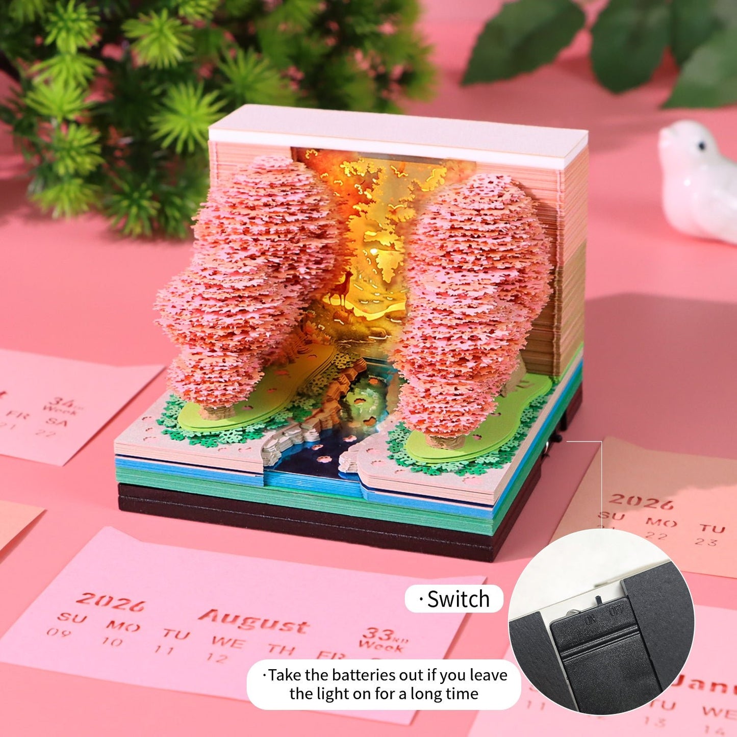3D Calendar 2026 - Peach Blossom Forest - 3D Calendar