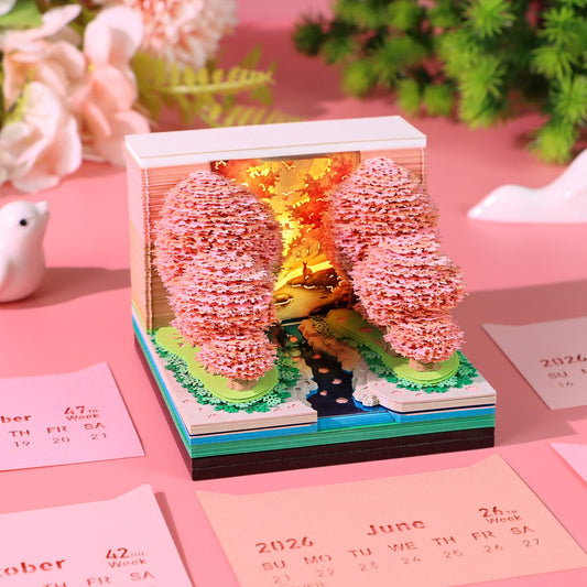 3D Calendar 2026 - Peach Blossom Forest - 3D Calendar
