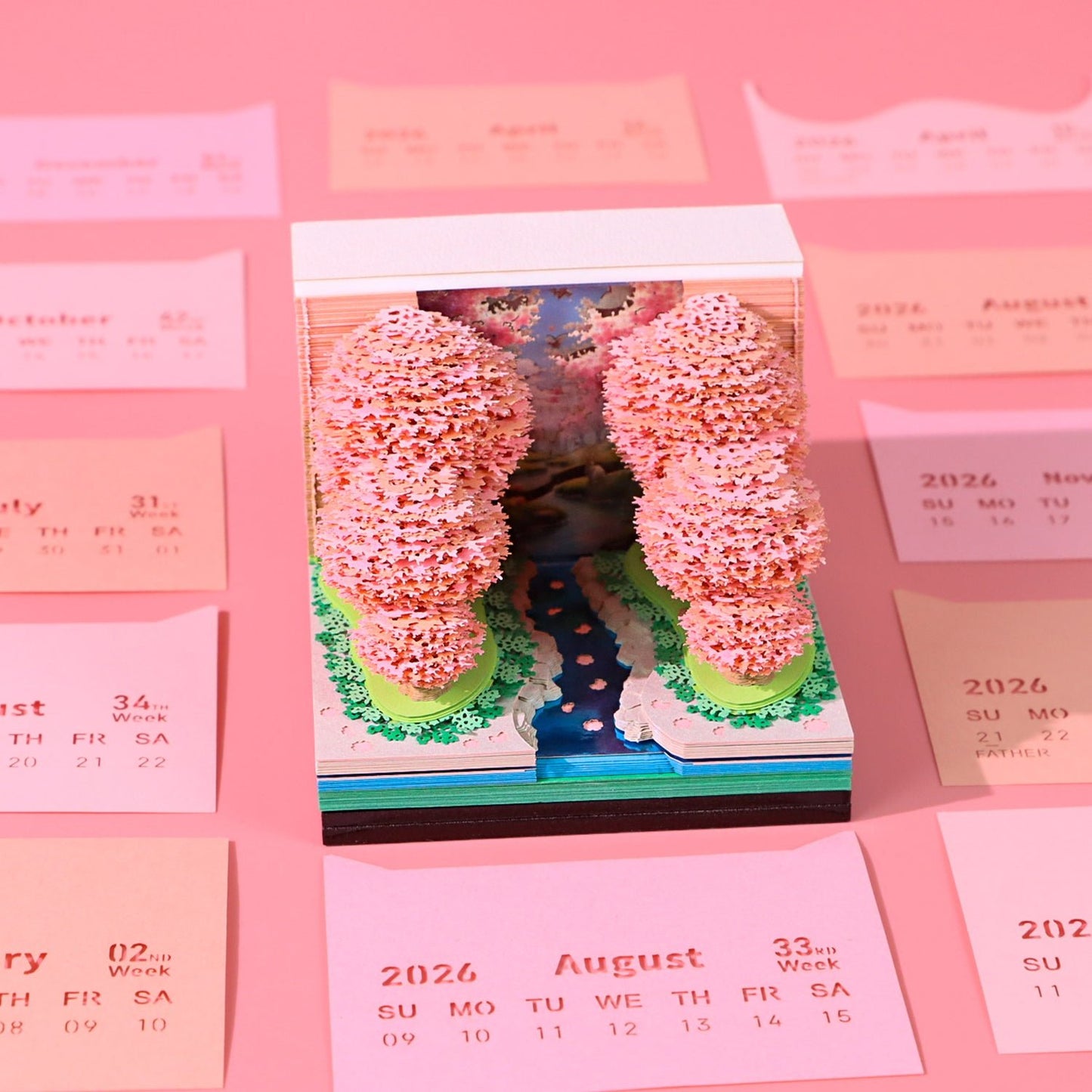 3D Calendar 2026 - Peach Blossom Forest - 3D Calendar