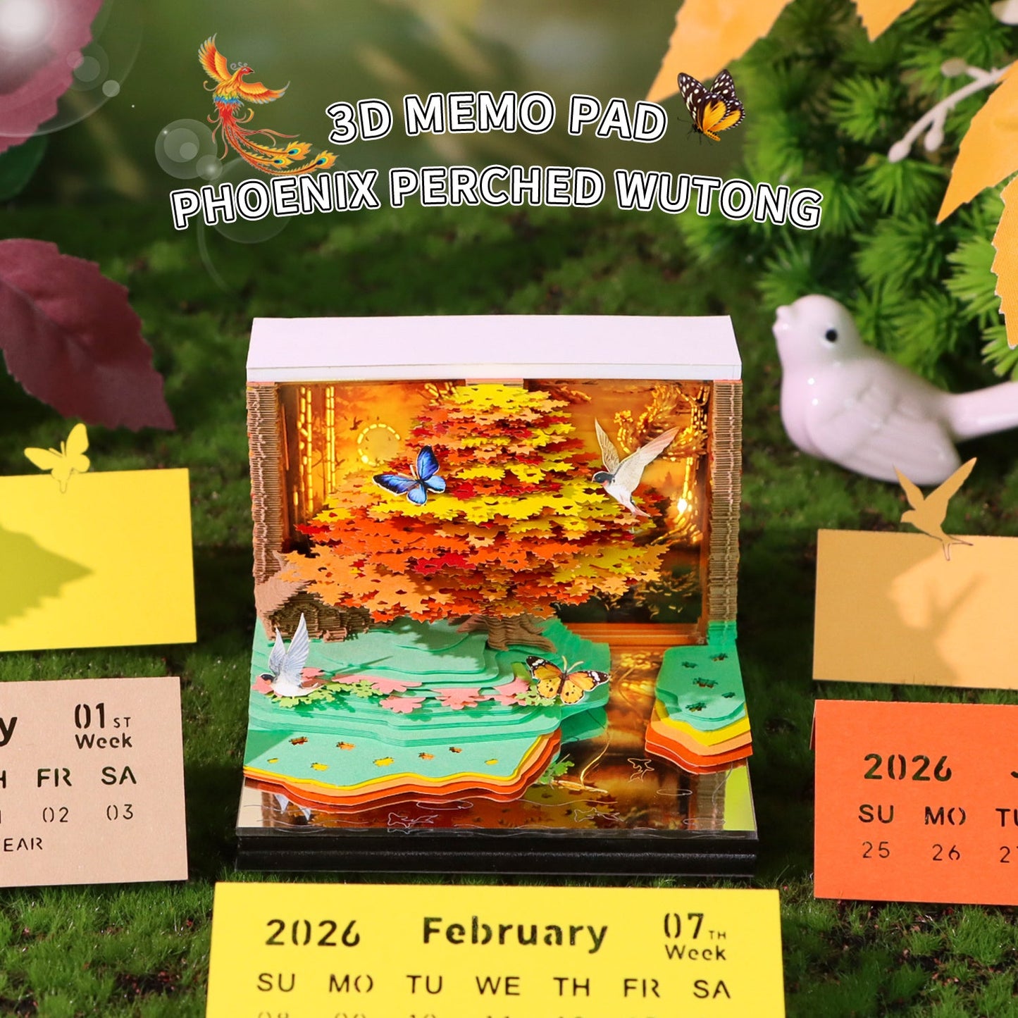 3D Calendar 2026 - Phoenix Perched Wutong - 3D Calendar