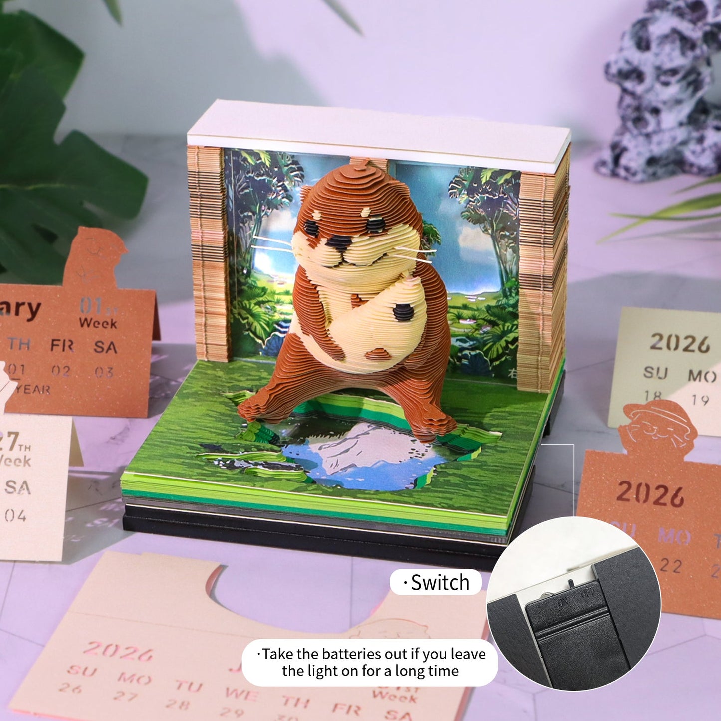 3D Calendar 2026 - Sea Otter - 3D Calendar