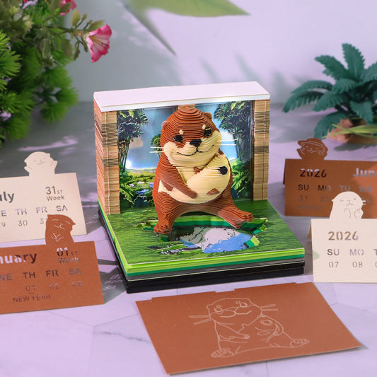 3D Calendar 2026 - Sea Otter - 3D Calendar