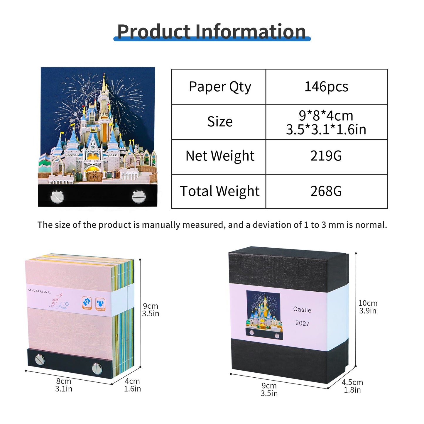 3D Calendar 2027 - Cinderella Castle - 3D Calendar