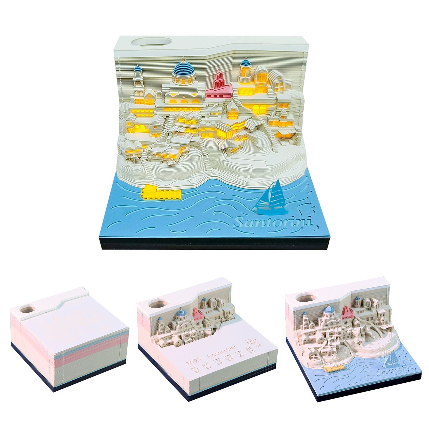 3D Calendar 2027 - Santorini - 3D Calendar