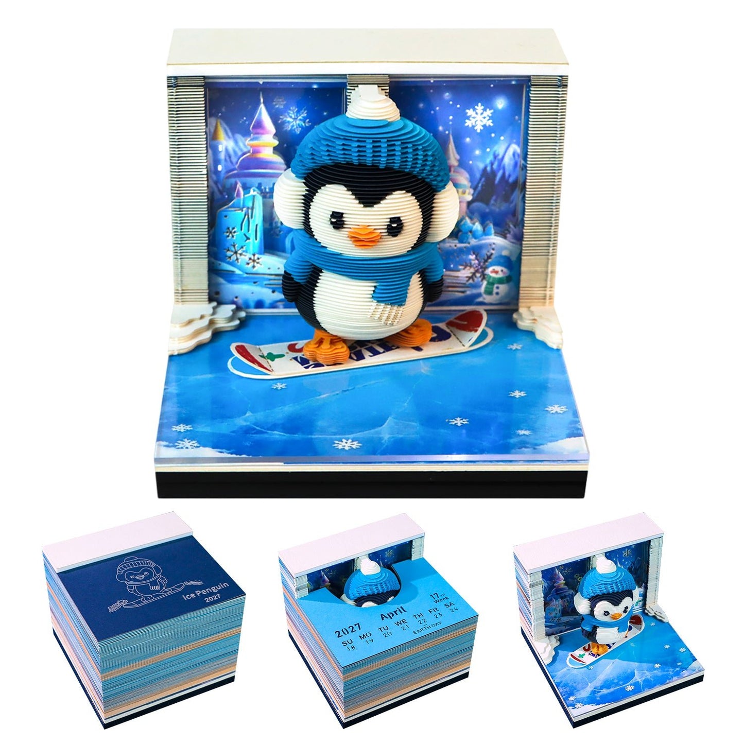 3D Calendar - Ice Snow Penguin - 3D Calendar