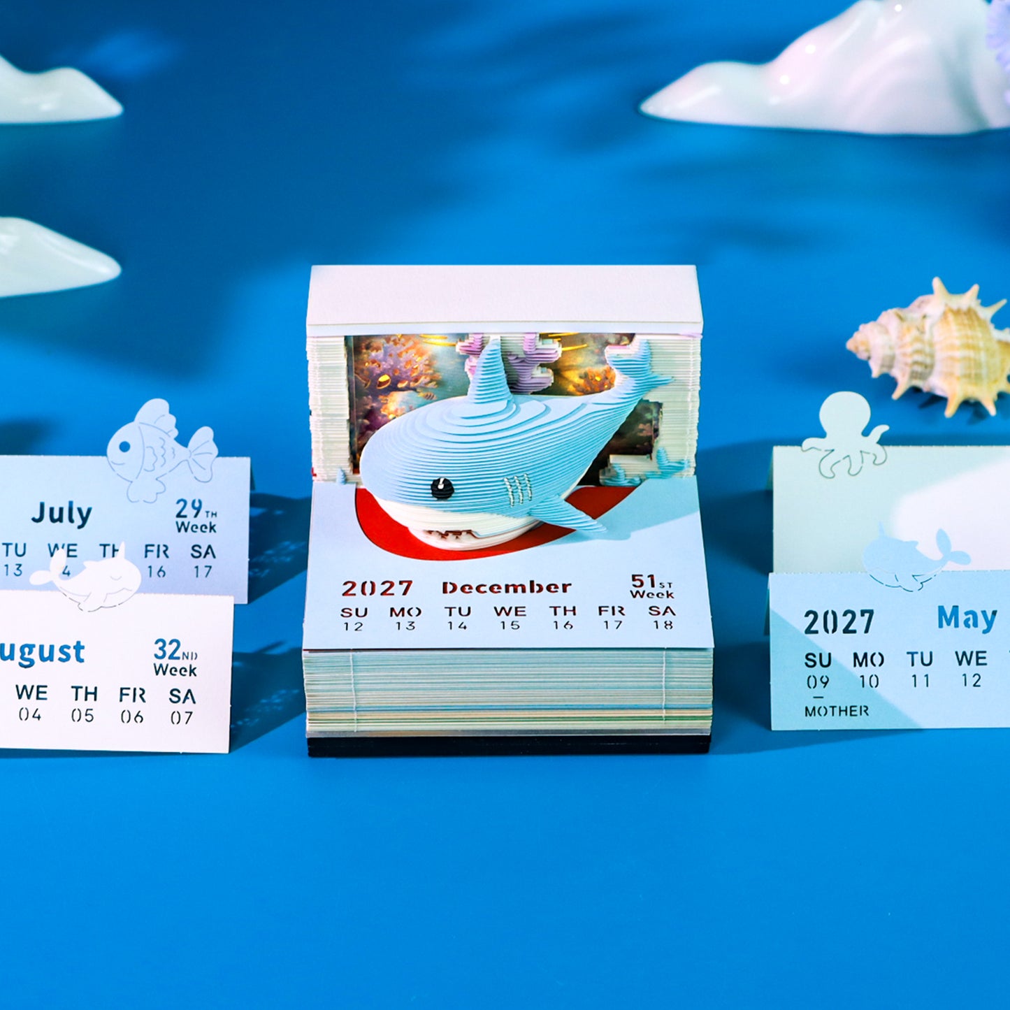 3D Calendar 2027 - Lovely Ocean Shark