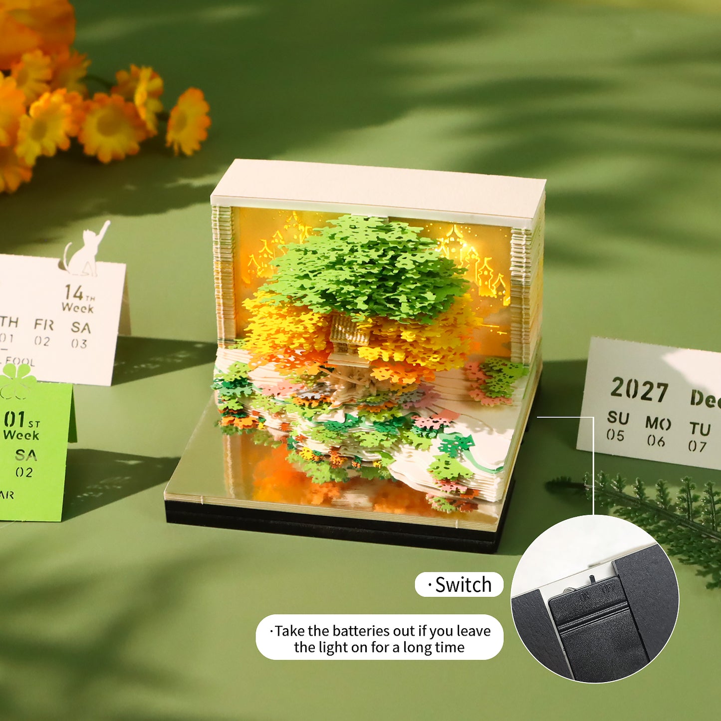 3D Calendar 2027 - Floral Tree Island