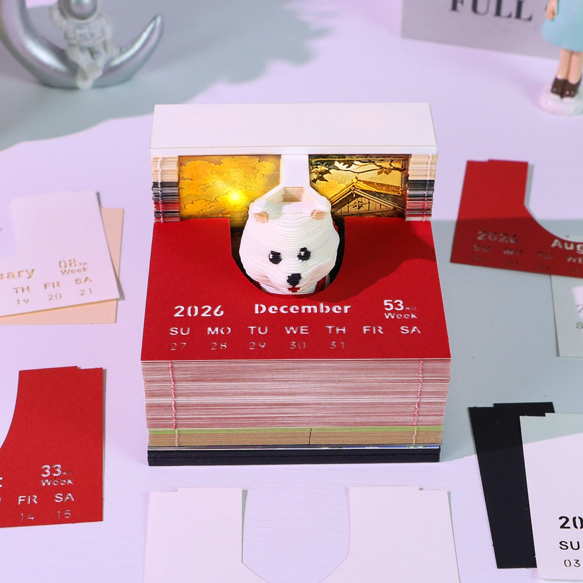 3D Calendar 2026 - Backpack Cute Dog - 3D Calendar