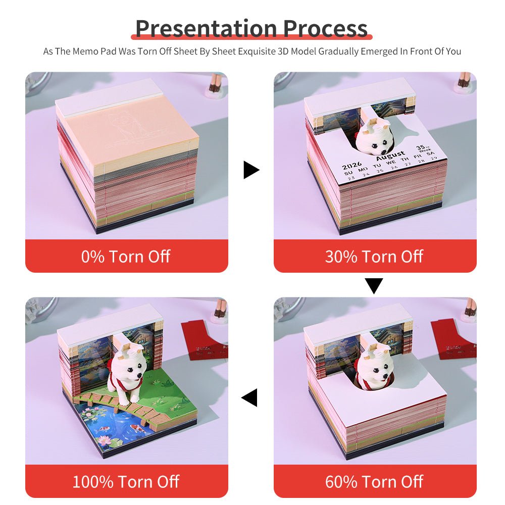 3D Calendar 2026 - Backpack Cute Dog - 3D Calendar