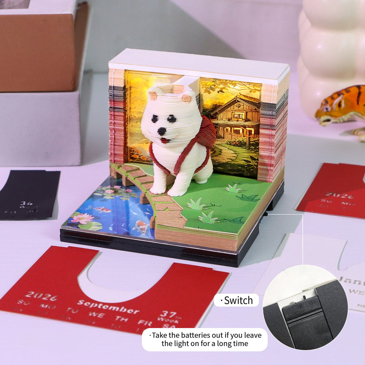 3D Calendar 2026 - Backpack Cute Dog - 3D Calendar
