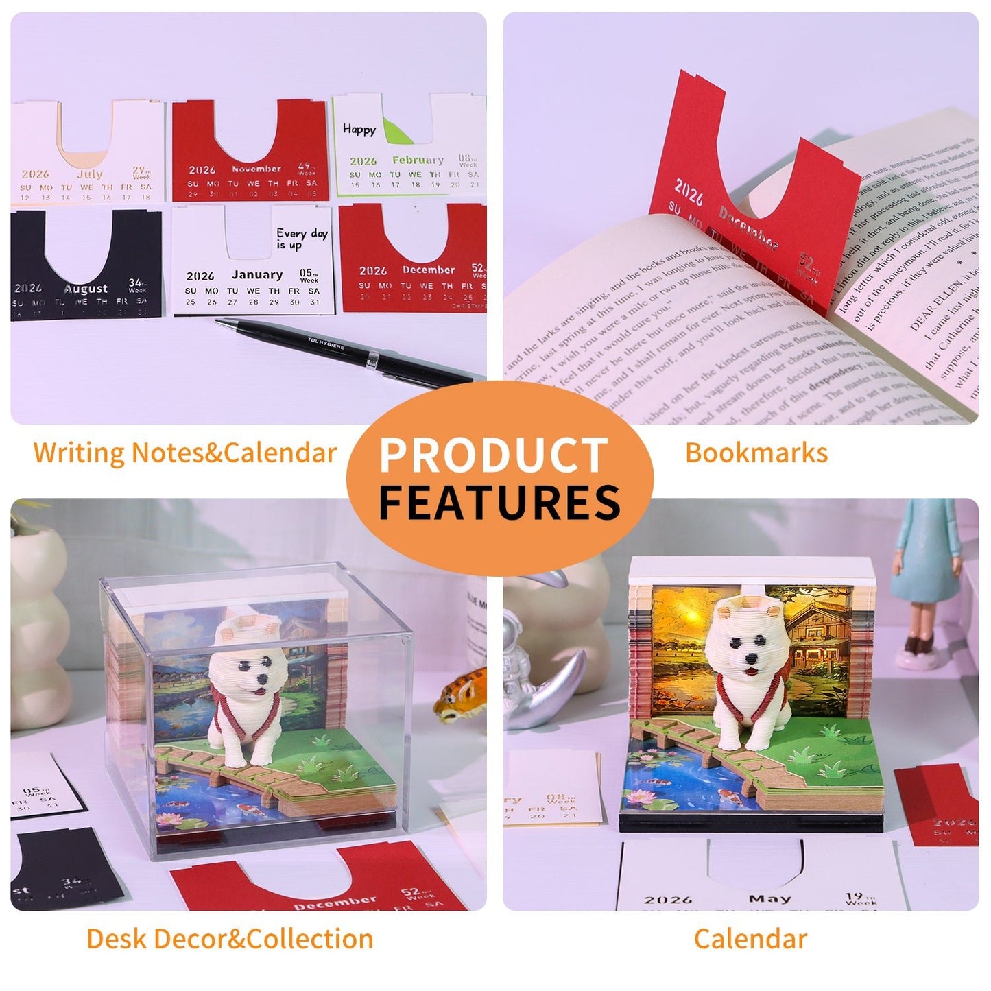 3D Calendar 2026 - Backpack Cute Dog - 3D Calendar