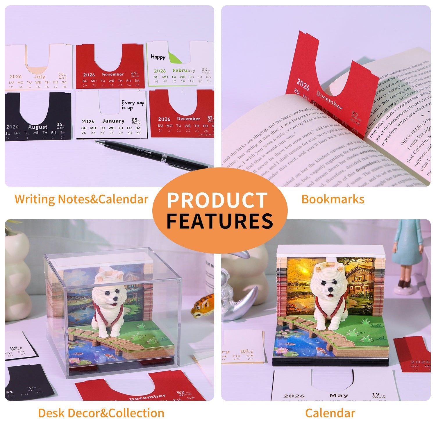 3D Calendar 2026 - Backpack Cute Dog - 3D Calendar
