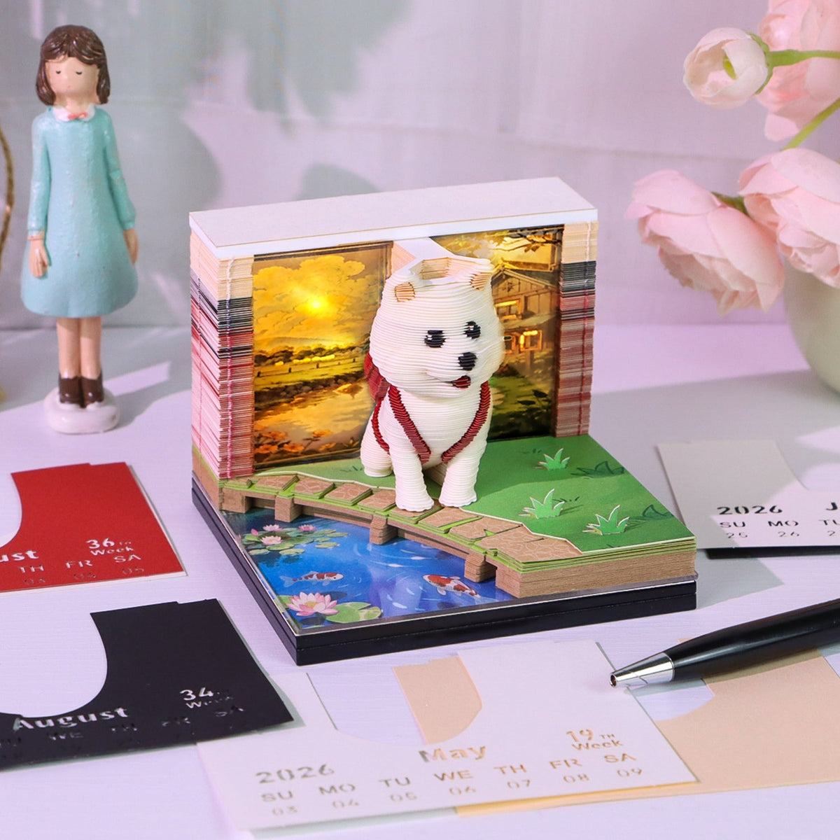 3D Calendar 2026 - Backpack Cute Dog - 3D Calendar