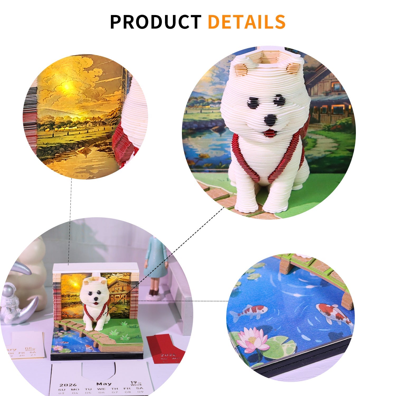 3D Calendar 2026 - Backpack Cute Dog - 3D Calendar