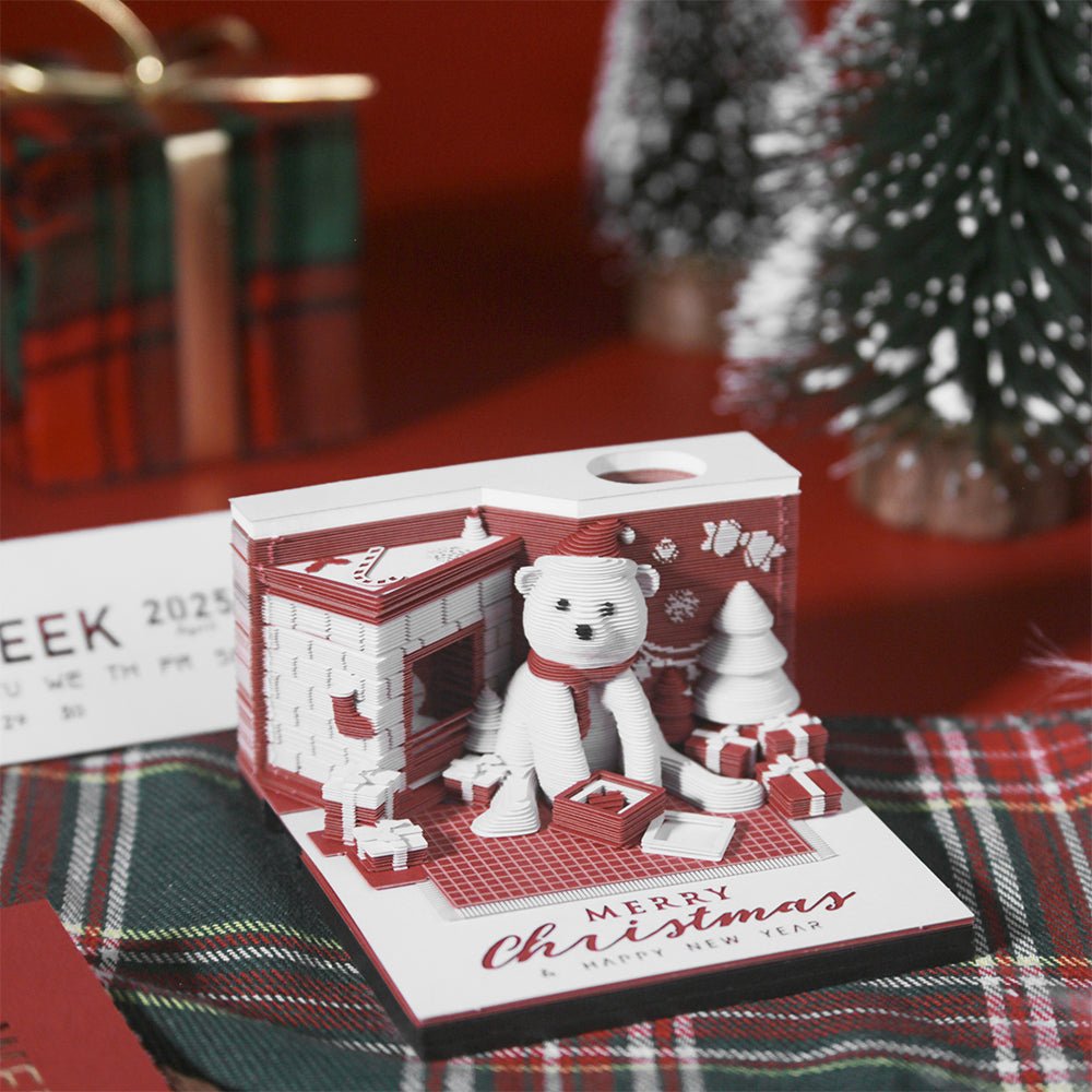 3D Calendar 2026 - Christmas Bear - 3D Calendar