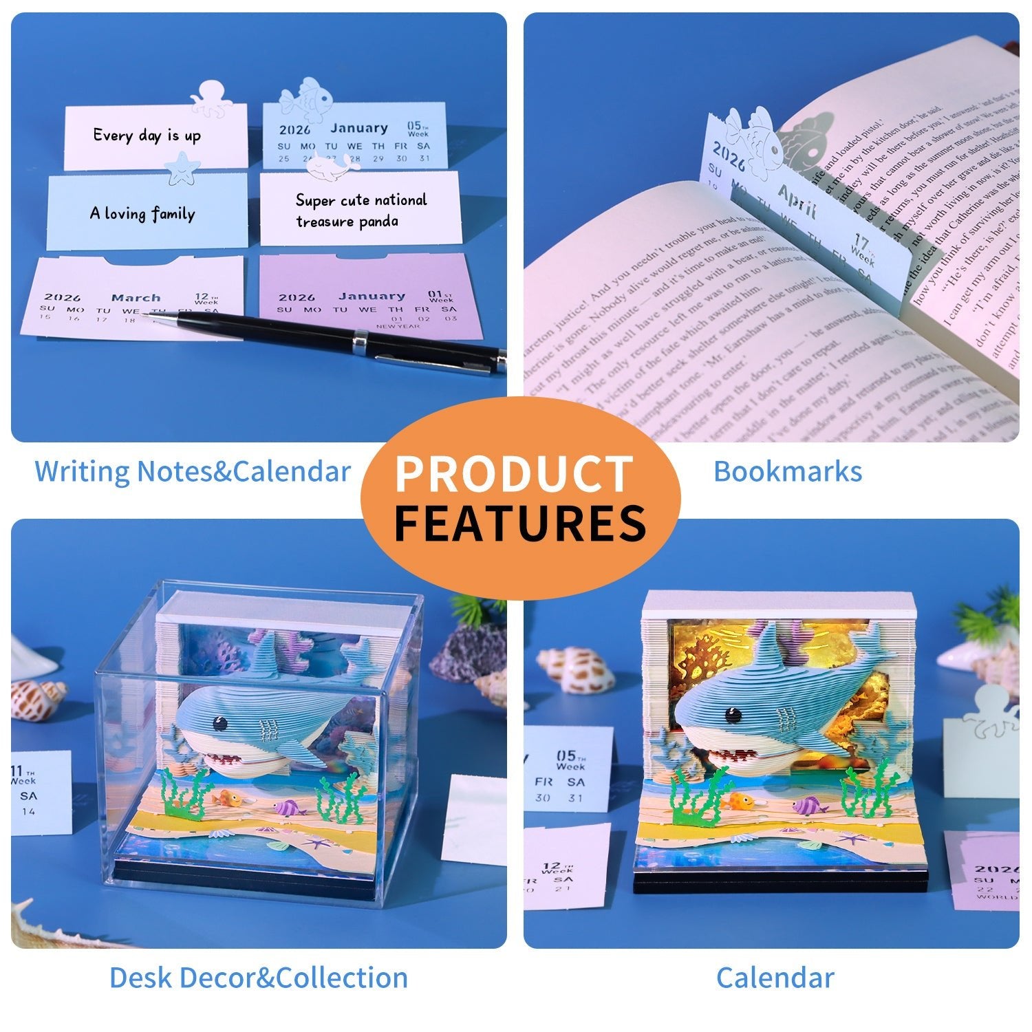 3D Calendar 2026 - Lovely Ocean Shark - 3D Calendar