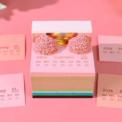 3D Calendar 2026 - Peach Blossom Forest - 3D Calendar