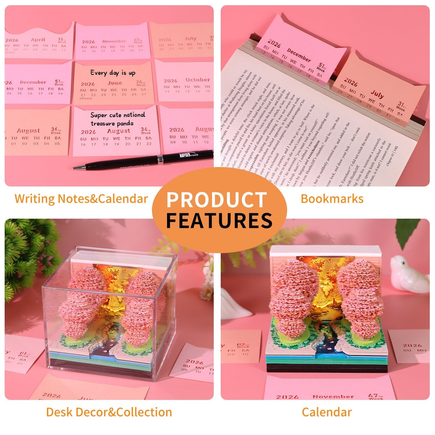 3D Calendar 2026 - Peach Blossom Forest - 3D Calendar
