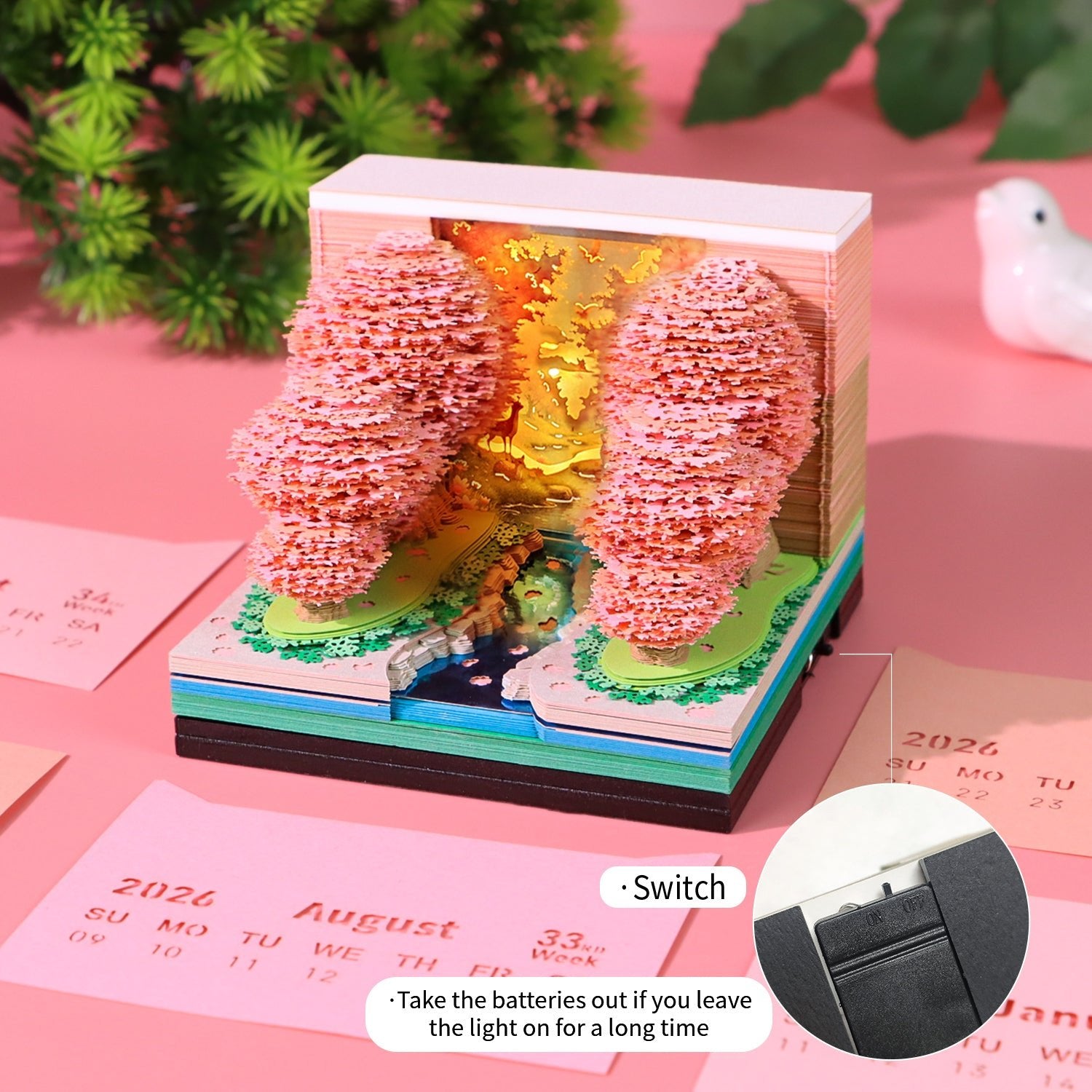 3D Calendar 2026 - Peach Blossom Forest - 3D Calendar