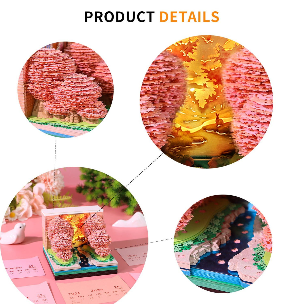 3D Calendar 2026 - Peach Blossom Forest - 3D Calendar