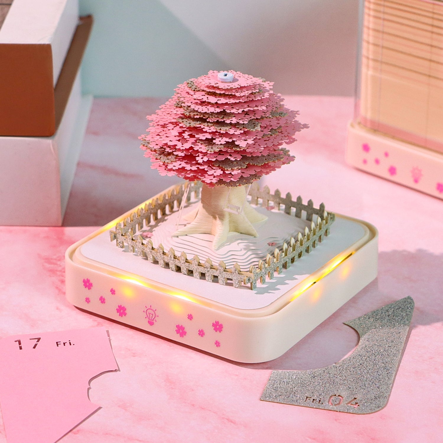 3D-kalender 2026, 3D memopad, papier, kunst, Sakura-boom 3D-kalender 2026, 3D memopad, papier, kunst, Sakura-boom