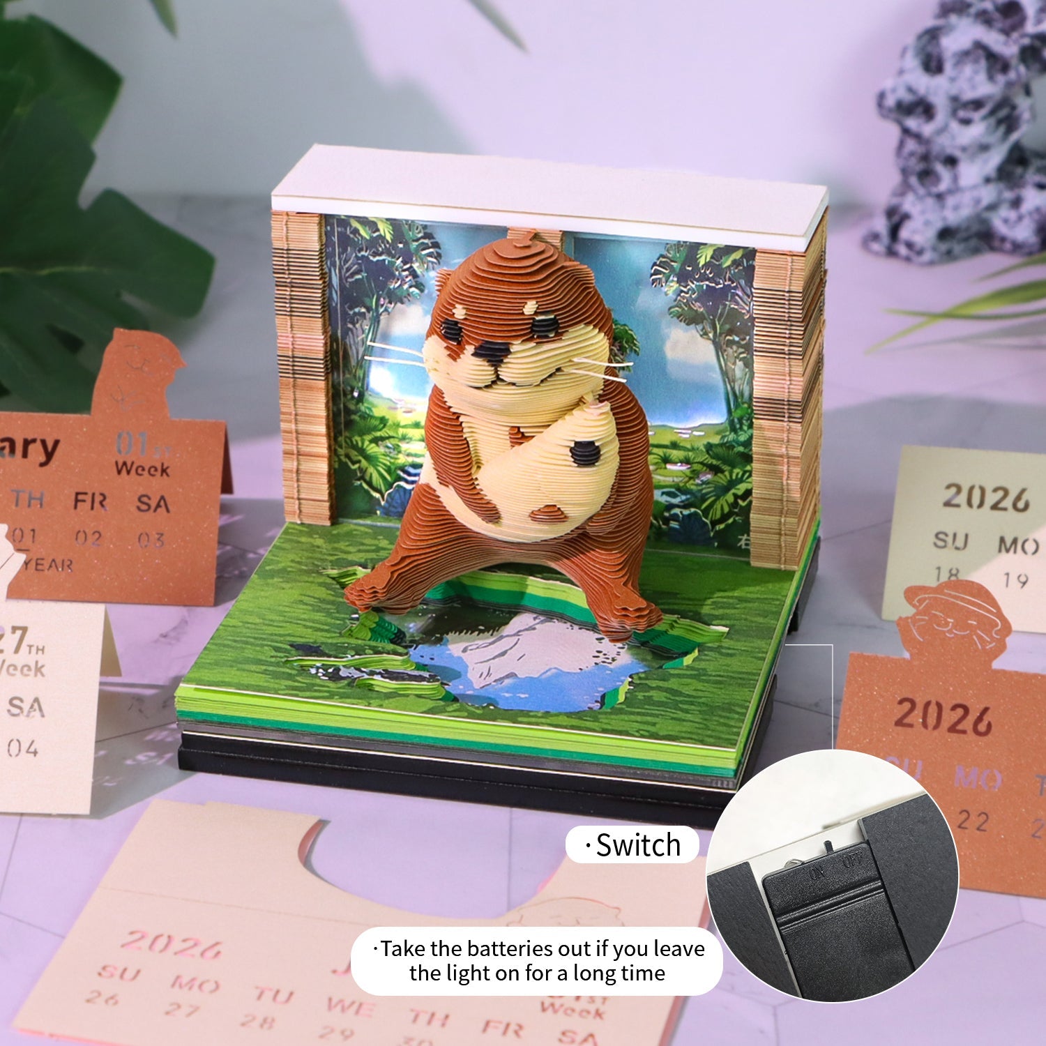 3D Calendar 2026 - Sea Otter - 3D Calendar