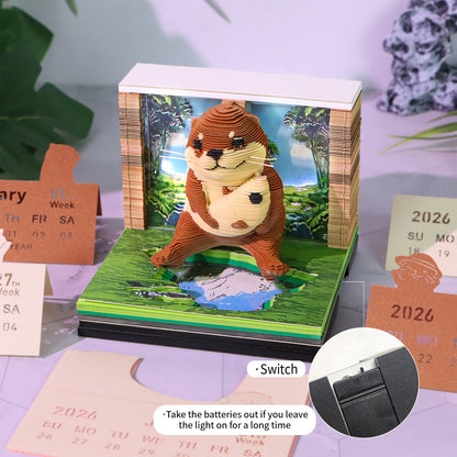 3D Calendar 2026 - Sea Otter - 3D Calendar