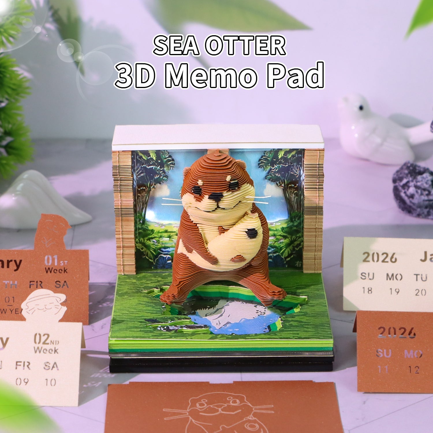 3D Calendar 2026 - Sea Otter - 3D Calendar