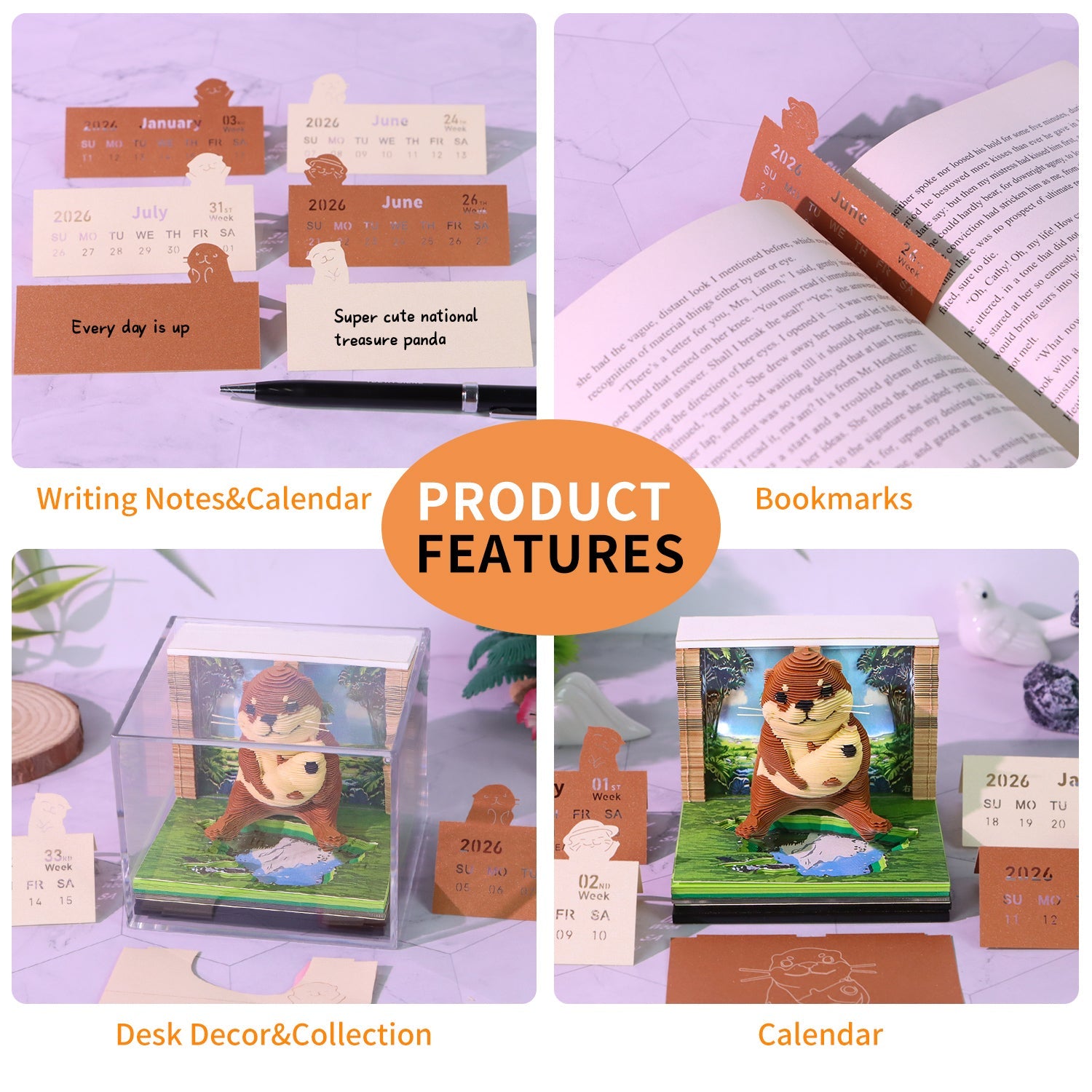 3D Calendar 2026 - Sea Otter - 3D Calendar