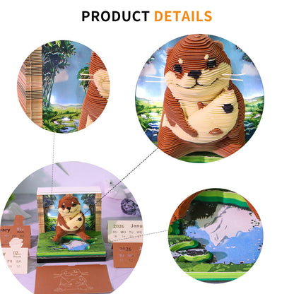3D Calendar 2026 - Sea Otter - 3D Calendar