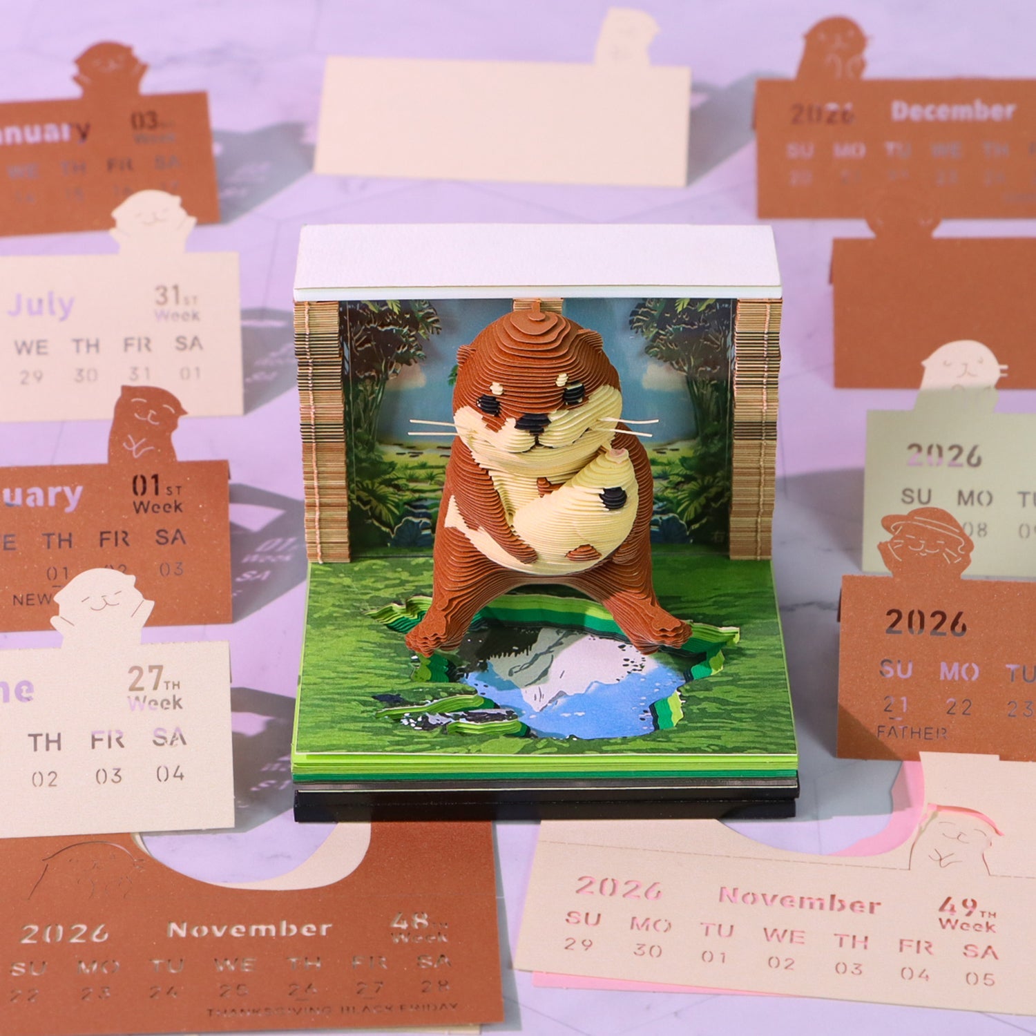 3D Calendar 2026 - Sea Otter - 3D Calendar