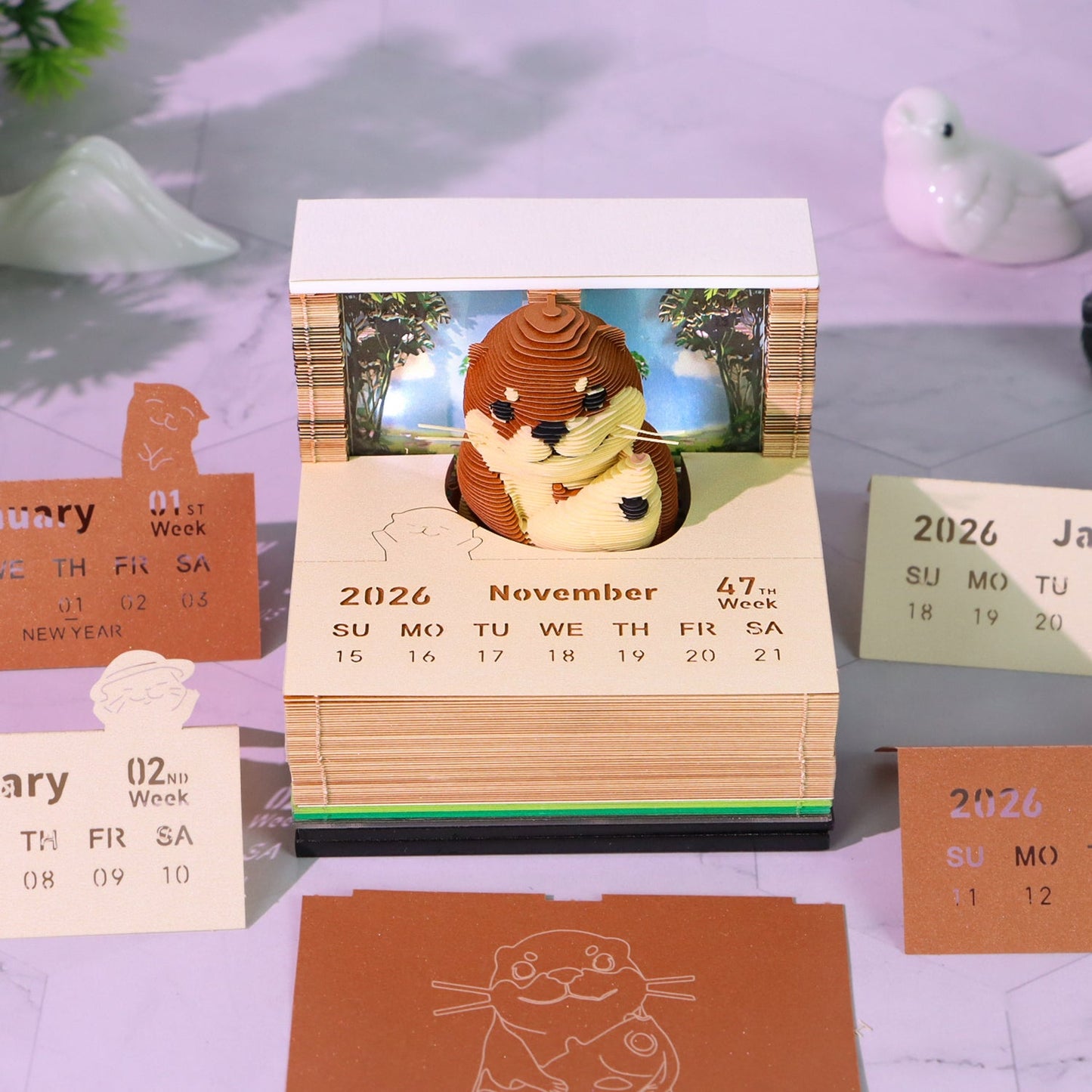 3D Calendar 2026 - Sea Otter - 3D Calendar