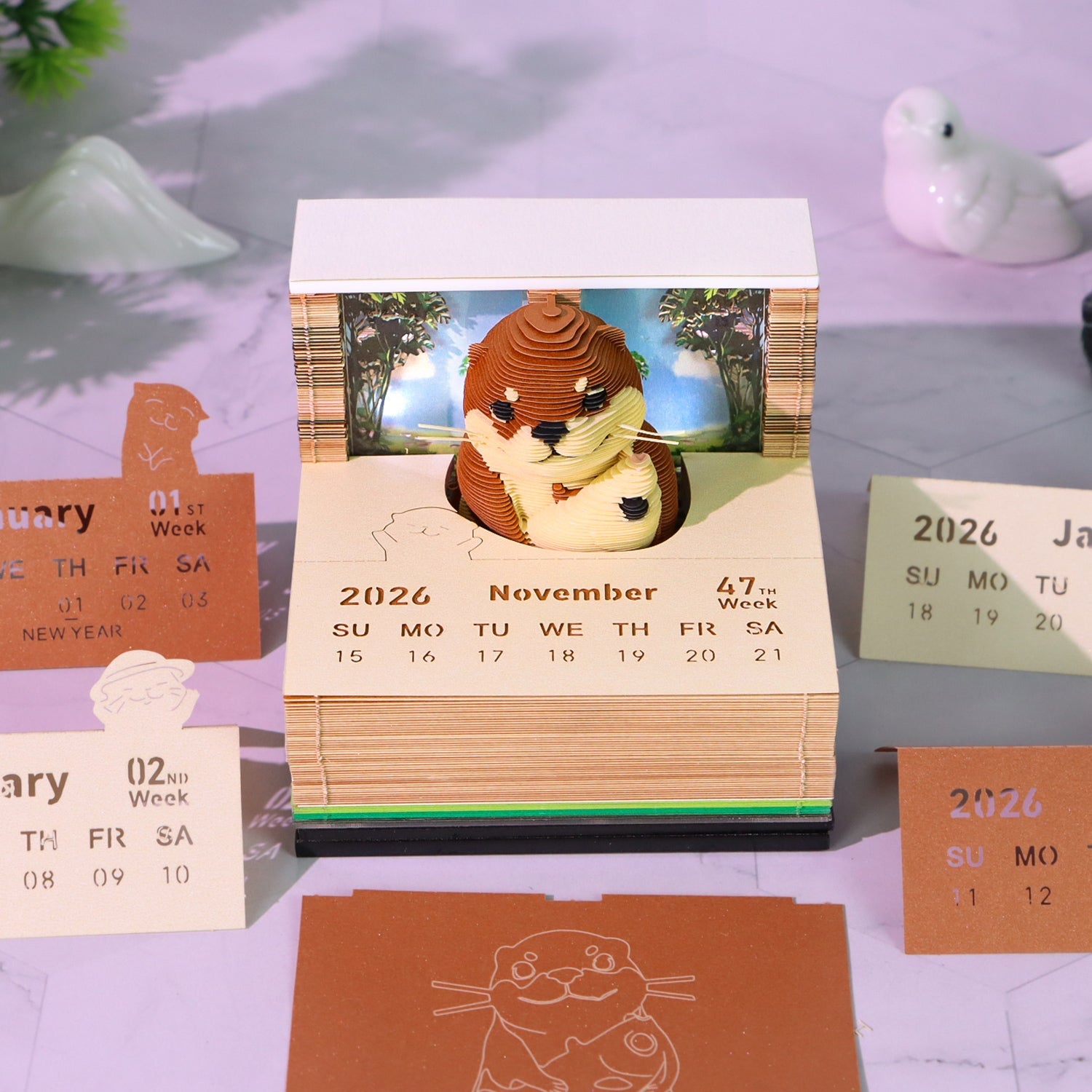 3D Calendar 2026 - Sea Otter - 3D Calendar