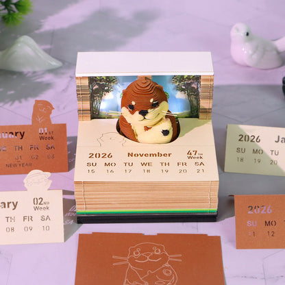 3D Calendar 2026 - Sea Otter - 3D Calendar