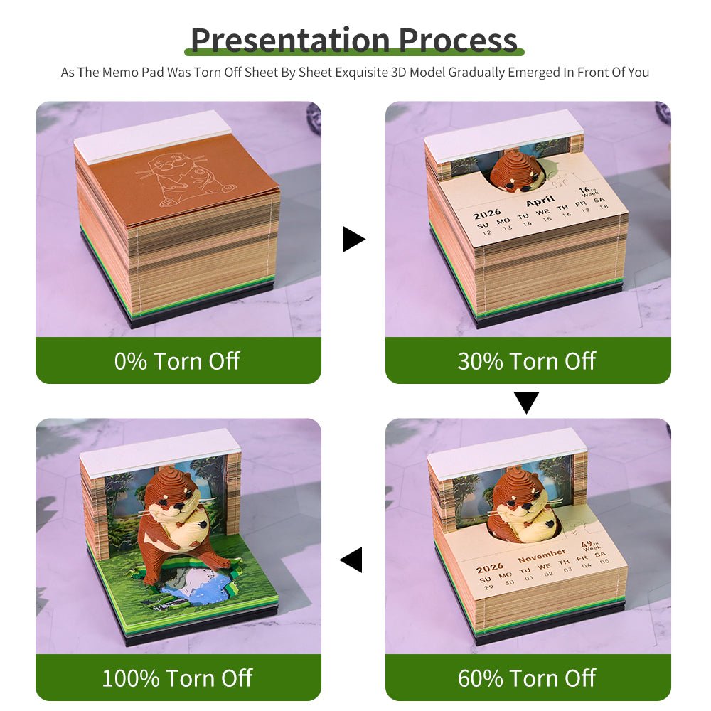 3D Calendar 2026 - Sea Otter - 3D Calendar