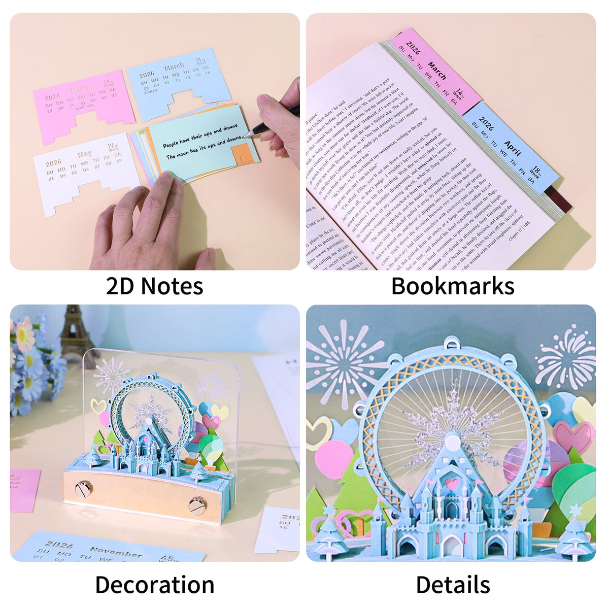 3D Calendar 2026 - Snowflake Ferris Wheel - 3D Calendar