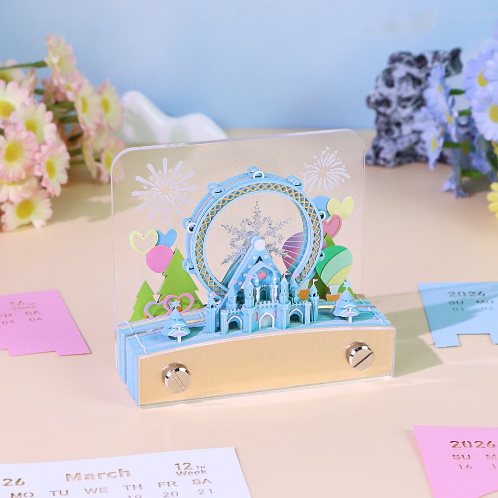 3D Calendar 2026 - Snowflake Ferris Wheel - 3D Calendar