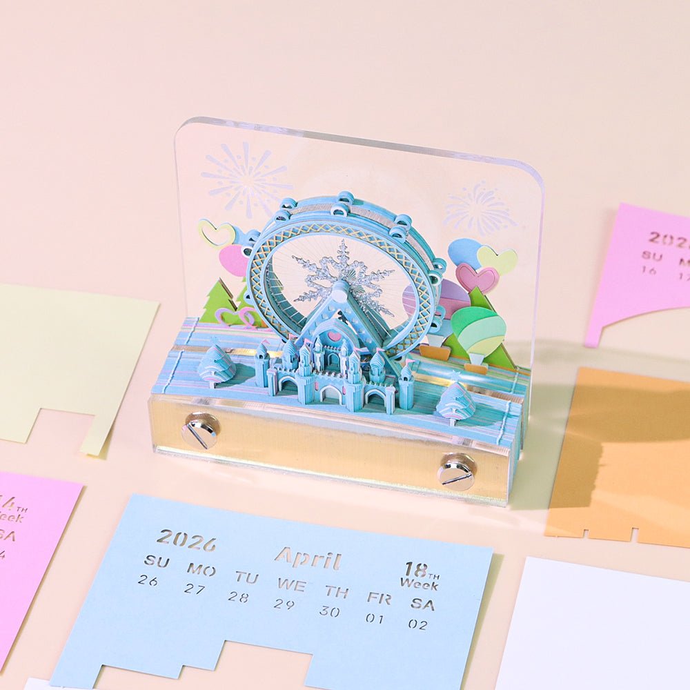 3D Calendar 2026 - Snowflake Ferris Wheel - 3D Calendar