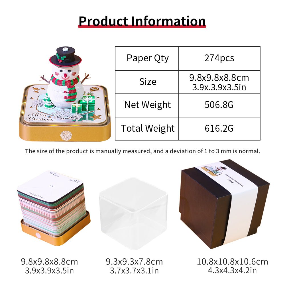 3D Calendar 2026 - Snowman - 3D Calendar